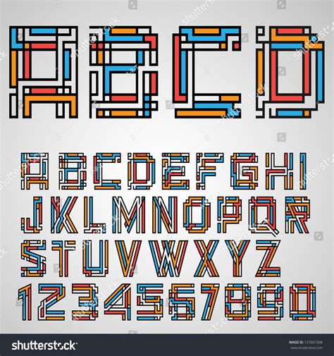Alphabet letters and numbers in mayan style Vector Image
