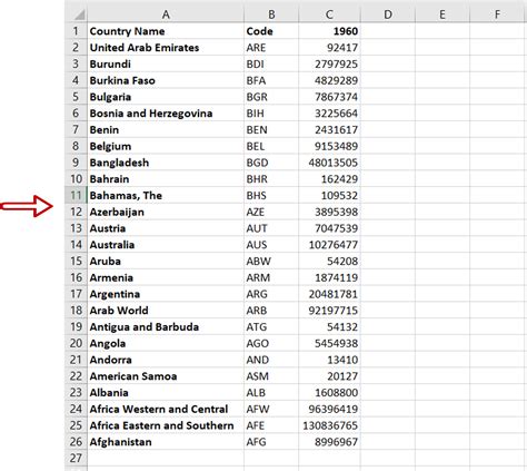 Alphabetical order in excel