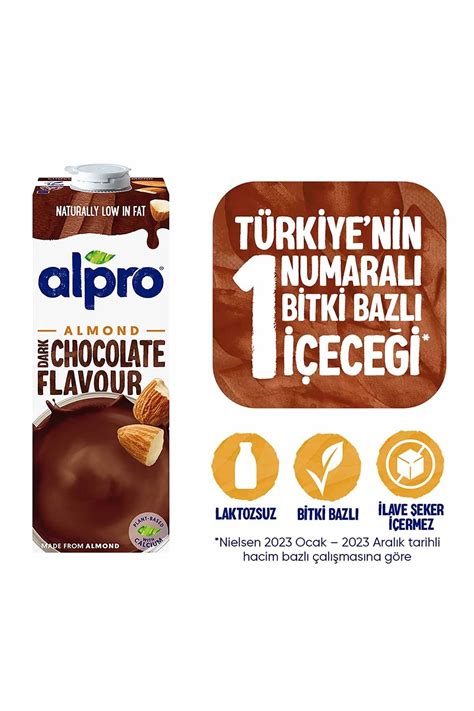 Alpro Bitter Çikolata & Badem 1 L Soya-Badem sütü Süt Süt.