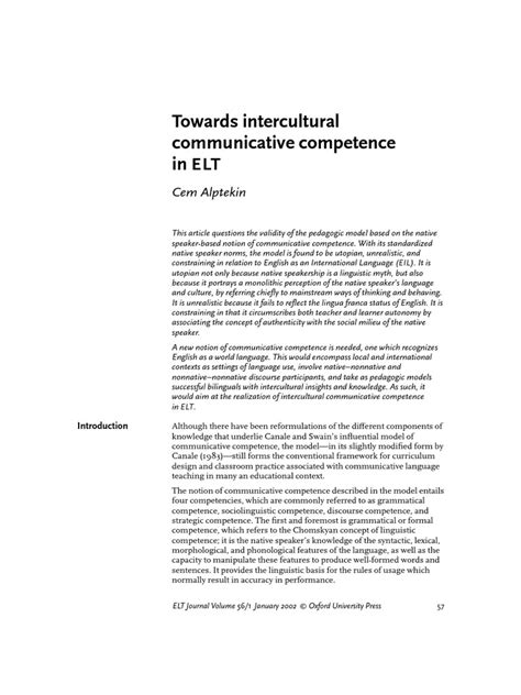 Alptekin Towards Intercultural Communcative Competence in ELT