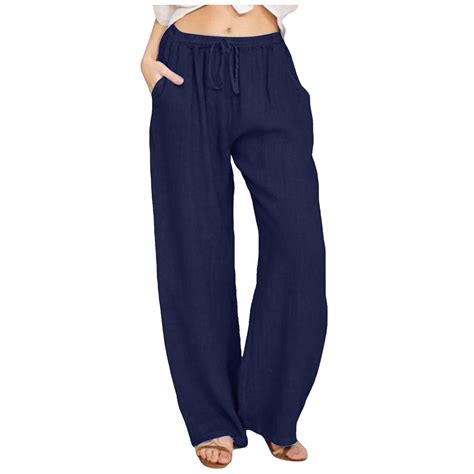 Alrise Womens High Waisted Pants, Vintage Lounge Pants, Blue