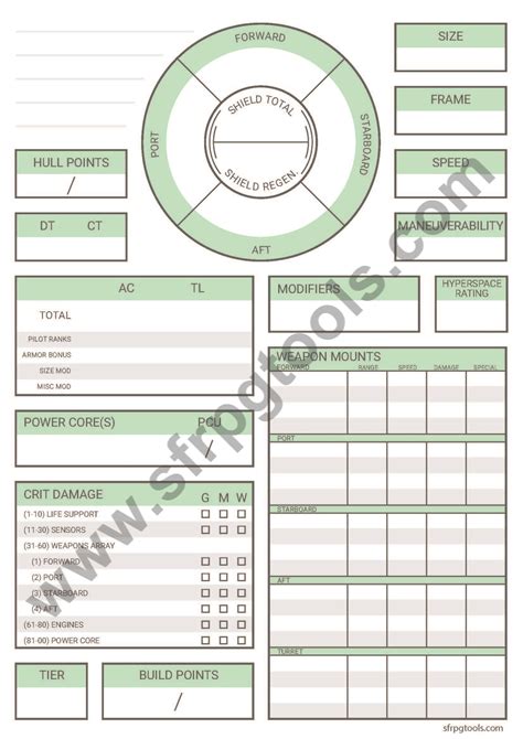 Alternate Starfinder Character Sheet