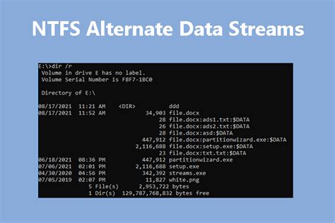 Alternate data stream. Even Win9x machines can access the alternative data streams of files on any NTFS volume they have access to, e.g., through a mapped drive. Because the Scripting.FileSystemObject and many other libraries call the CreateFile API behind the scenes, even scripts have been able to access alternative … 