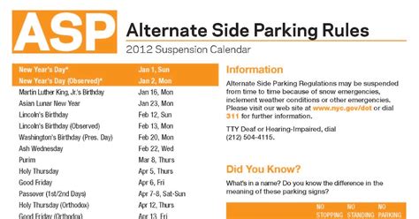 Jan 20, 2010 · On major Legal Holidays and Sundays: Alternate side parking rules are NOT in effect. You do not have to feed the meters. Stopping, standing, or parking is permitted, except in areas where stopping, standing, or parking is prohibited seven (7) days per week. For example, if a parking sign says, “No Standing Anytime,” keep driving. . 