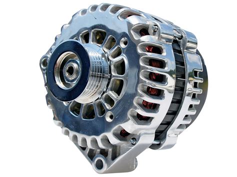 Alternator in a car. Usually, alternators are driven by a serpentine belt from the engine’s crankshaft, while older cars may have a separate pulley from the crankshaft to the alternator. The mechanical power from the belt’s movement spins the alternator’s rotor at high speed within the stator. 