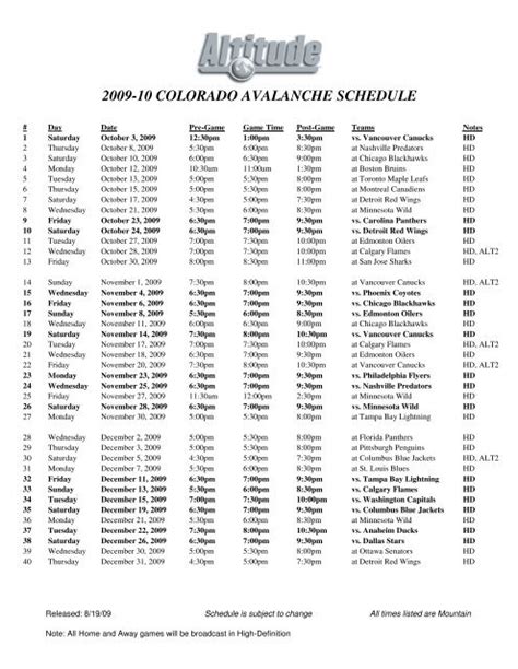Altitude Announces Colorado Avalanche Broadcast Schedule