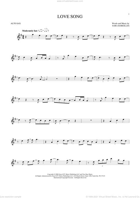 Alto Saxophone Spanish Love Song Score