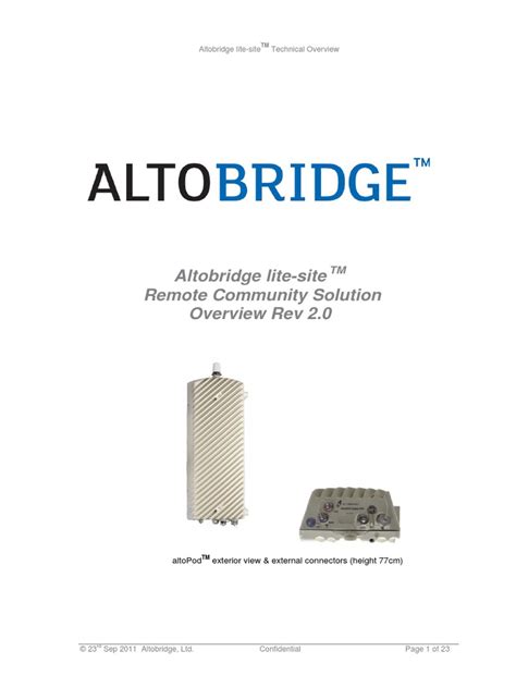 Altobridge Lite site Technical Overview