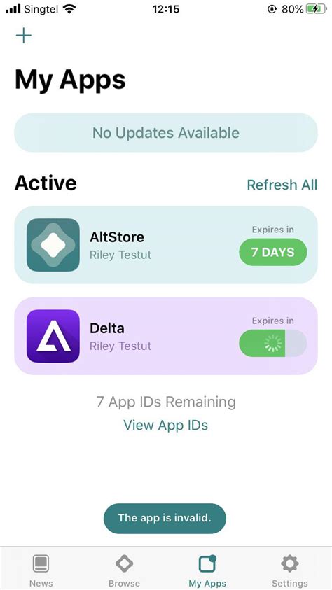 Altstore the app is invalid. .  ...
