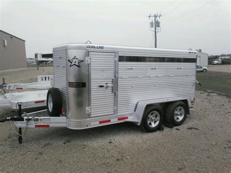 Alum-line trailer. Popular Livestock Trailers are always on hand at Alum-Line. Check with your area dealer for sizes and availability! Popular models that are inventoried at the factory: Gooseneck Livestock. GN 6' 10" X 25'. GN 6'10" X 21'. GN 7'6" X 25'. Bumper Pull Showmaster. BP 6'8" X 20' with tack. 