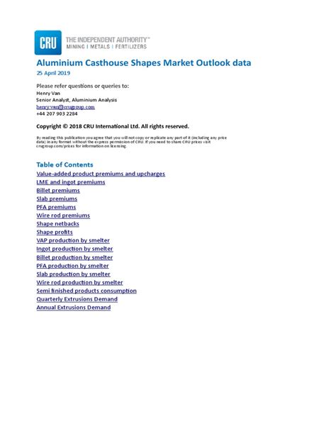 Aluminium Casthouse Shapes Market Outlook 2018 Data