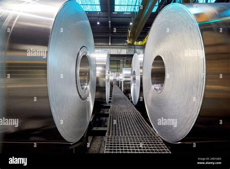 Aluminum sheet rolls, Metal industry Stock Photo Alamy