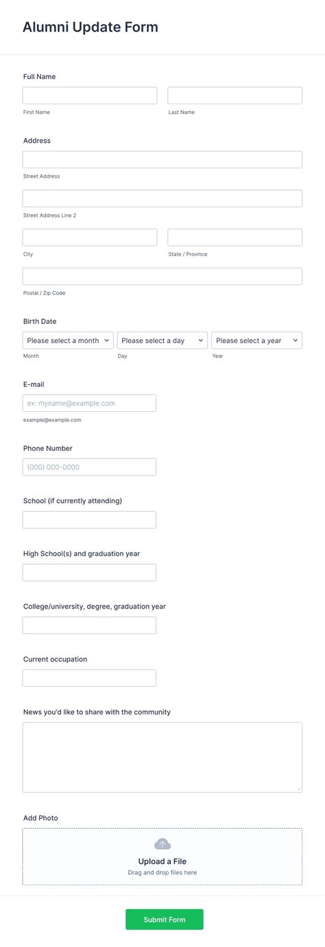 Alumni Update Form Template JotForm