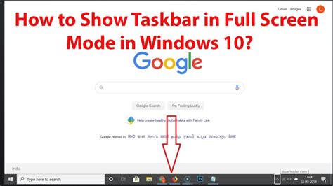 Always show taskbar windows 10