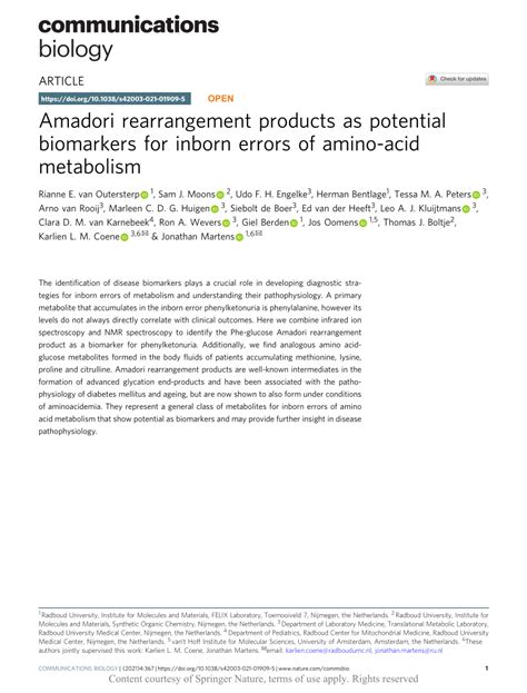 Amadori rearrangement products as potential biomarkers for