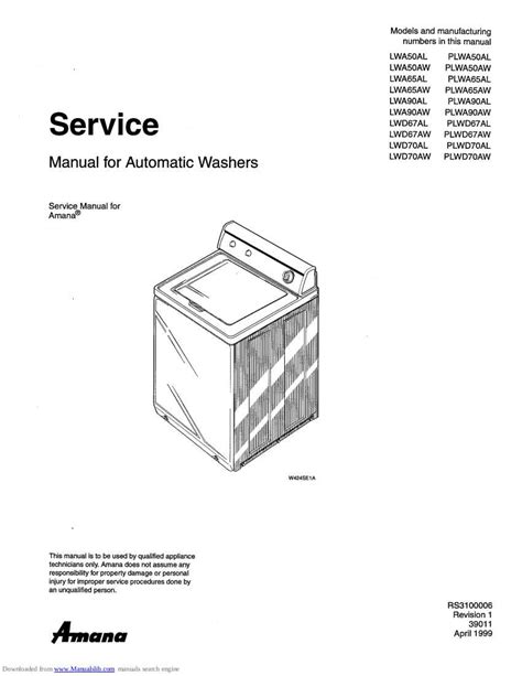Amana Washing Machine Service Manual