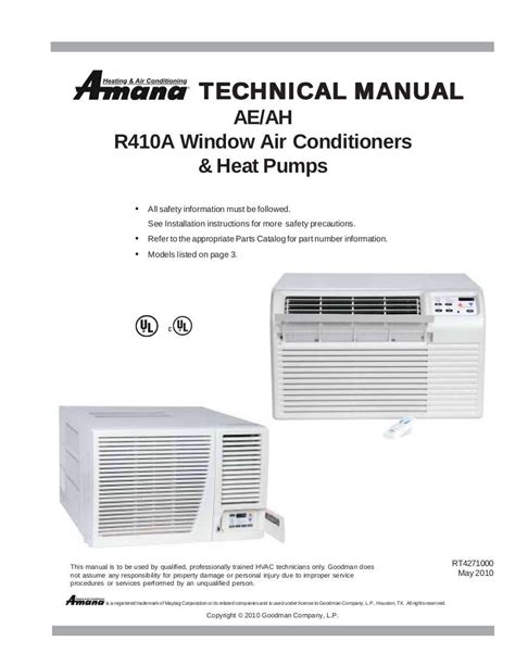Amana ap125hd air conditioner owner manual. - Miller 150 ac dc hf manual.
