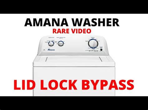 Amana washing machine lid lock bypass. The first thing it does in that mode is lock the lid. Verify that red lid lock light is on and stays on. If it is not on then the machine will not agitate or spin when time comes for those functions in the test. Next it will fill with cold water, then hot water etc etc until the test is finished then the lock light will go out. 