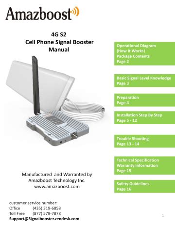 Amazboost manual. The Amazboost A4 Cell Phone Booster for Home is a signal booster designed to enhance cellular signal strength and improve data speeds for 5G/4G LTE networks in your home or office. ... all the necessary components, including an outdoor antenna, an indoor antenna, and a booster unit. The included user manual provides step-by-step instructions ... 