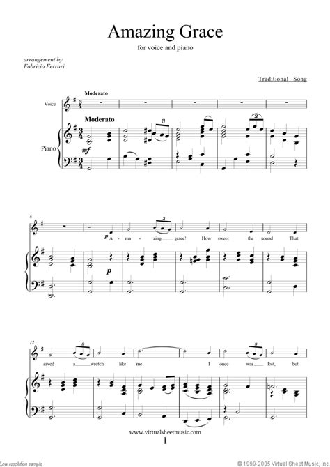 Amazing grace sheet music for Piano, Voice download free in PDF or MIDI