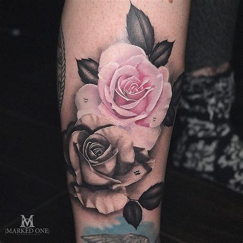 Amazing realism white rose tattoo by Adam Thomas of Marked One Tattoo