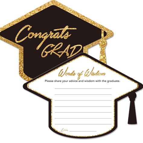 Amazon Com Graduation Party Advice Cards For The Graduate Set Of 25 Gold And Black Home Kitchen