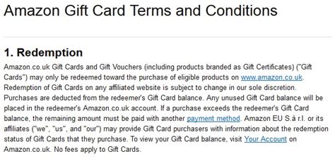 Amazon Gift Card Terms And Conditions