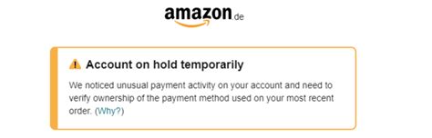Amazon account on hold. Information About Amazon, claiming Your account on hold. There are several websites that focus on reports of scam Emails. The links below go to pages on these other websites were you can read reports about the scams associated with this phone number (Amazon, claiming Your account on hold): Microsoft Safety and Security Center 