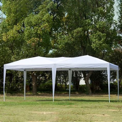Heavy-Duty Canopy Fabric: The canopy tent 10x20 cover is made of 300D Oxford fabric with a PU coating, providing 100% waterproof protection and 50+ UV protection that deflects 104% of harmful UV rays. Sturdy and Durable Frame: Our upgraded steel frame construction features larger truss bars and an increased crossbeam size of 26 x 13, offering .... 
