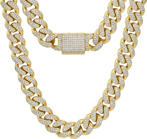 Amazon cuban link. MEENAZ Mc Stan Chain Cuban Link Chain for Men Women girls gents Miami Necklace Iced Cubic Zirconia diamond chain Sterling Silver Chains Long Stainless Steel Ice Rhinestone Hip hop Stylish Rapper 125 : … 