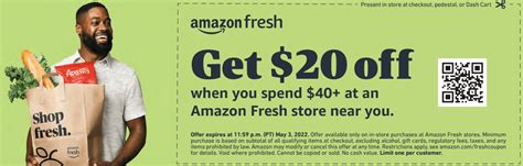 More Deals & Coupons Like "Amazon Fresh In-Store Coupon off until Apr 19, 2022". Yesterday, 1:07 pm. Amazon Fresh Groceries $35 off $75 + order: Amazon Fresh Online Promotion - Spend $75 +, Get Free Shipping. Coupon by SDdawg.. 
