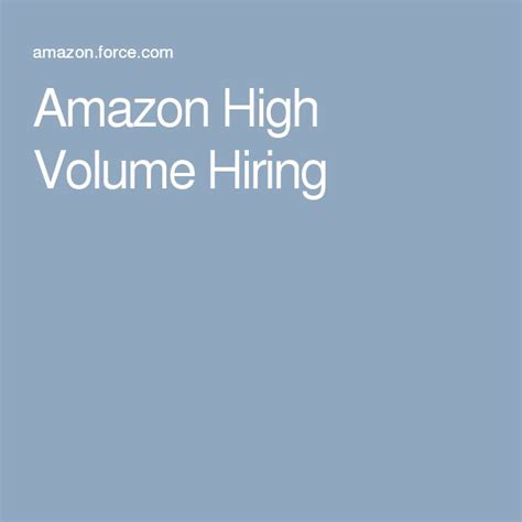 Amazon high volume hiring. Things To Know About Amazon high volume hiring. 