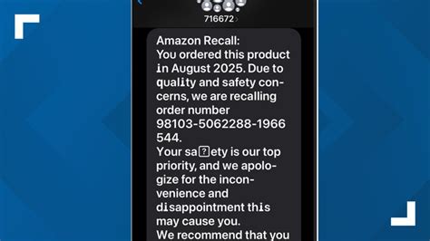Amazon recall text message.  Open the Amazon app directly, check your orders,...