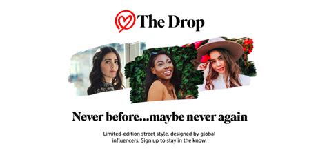 Amazon the drop. The Drop partners with international influencers to design of-the-moment collections that could release at any instant-and are gone in 30 hours or less. Pair these designs with everyday pieces from Staples by The Drop to create your own desirable look. ... Amazon Music Stream millions of songs: Amazon … 