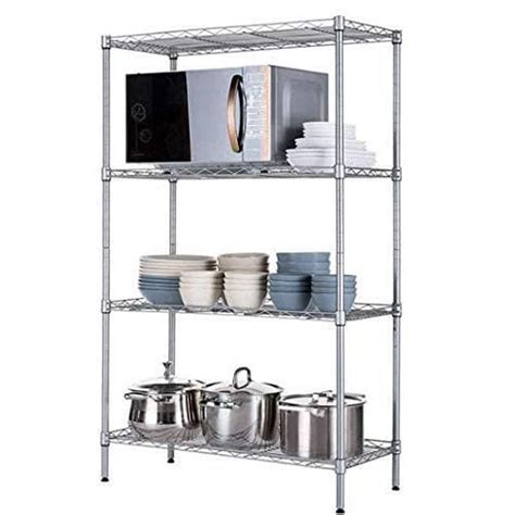 Amazon.ae: Adjustable Storage Shelves Rack Silver 4 Shelf Mesh Shelving ...