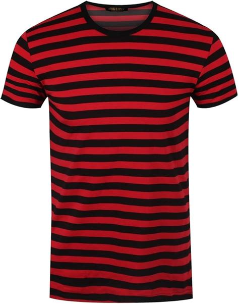 Amazon.co.uk: Red And Black Striped T Shirt