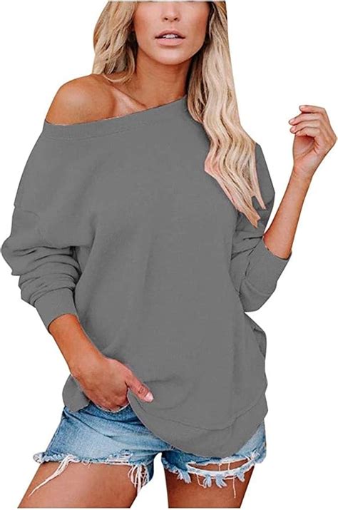 Amazon.co.uk: off the shoulder sweatshirt