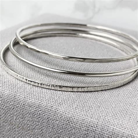 Amazon.co.uk: silver hammered bangles