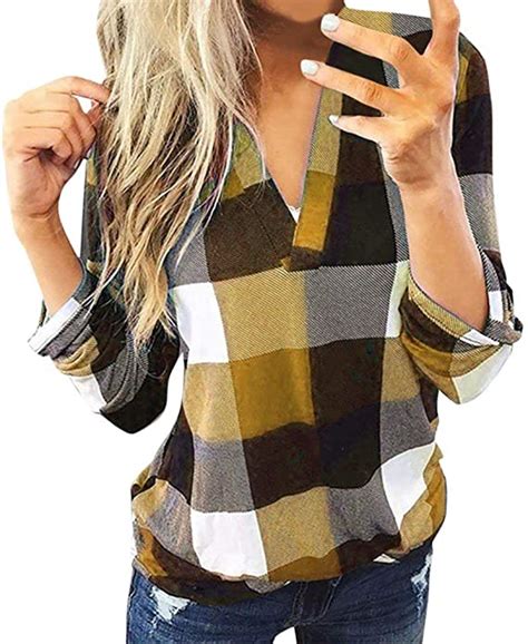 Amazon.com: Black And Gold Plaid Shirt Women