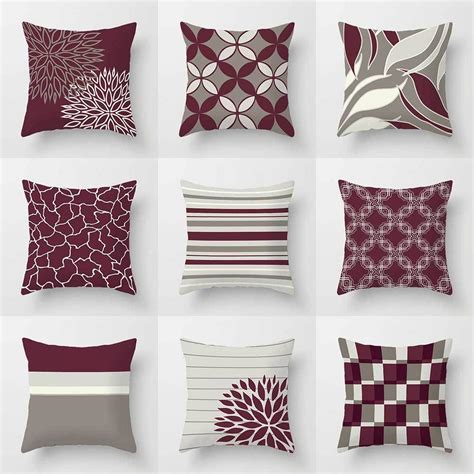 Amazon.com: Burgundy And Gray Throw Pillows