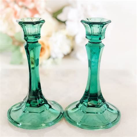 Amazon.com: Green Glass Candle Holders