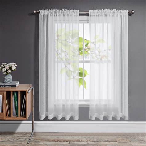 Amazon.com: Joydeco White Sheer Curtains 72 Inch Length 2 Panels Set, Rod Pocket Long Sheer Curtains for Window Bedroom Living Room, Lightweight Semi Drape Panels for Yard Patio (54x72 inch, Off White) : Home & Kitchen