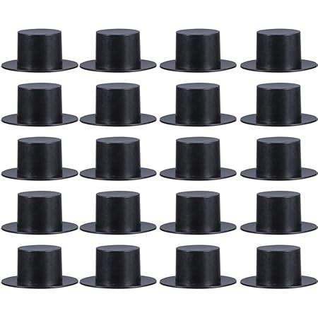 Amazon.com: NUOBESTY 50pcs Mini Plastic Top Hats Black Snowman Hats ...