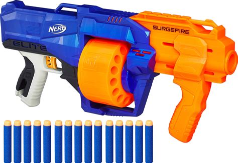 Amazon.com: Nerf SurgeFire Elite Blaster -- 15-Dart Rotating Drum, Sla…