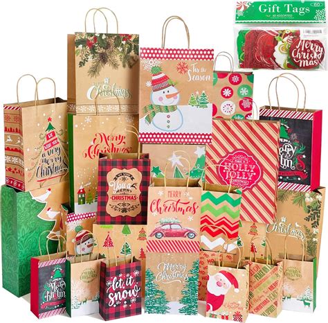 Amazon.com: Party Funny 24 Kraft Christmas Gift Paper Bags Bulk …