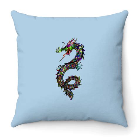 Amazon.com: Throw Pillow with Embroidered Dragon Design …