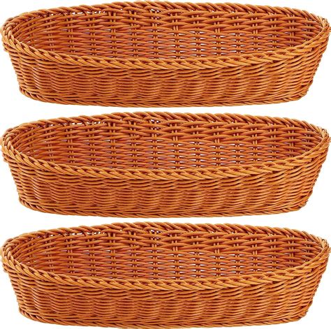 Amazon.com: WUWEOT 3 Pack 13.7" Poly-Wicker Bread Basket, …