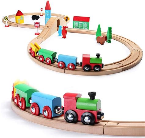 Amazon.com: Wooden Train Set For Kids