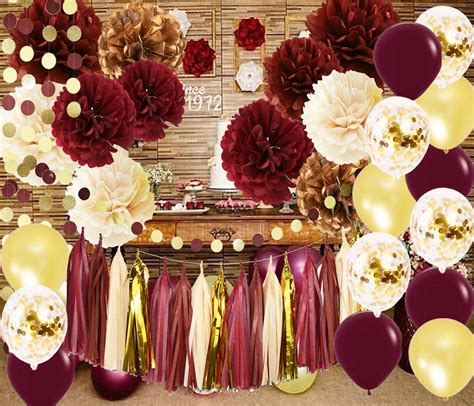 Amazon.com: burgundy and gold decorations