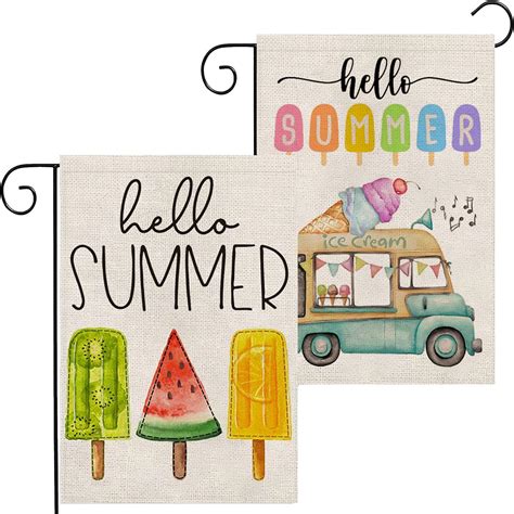 Amazon.com : Summer Garden Flag, 2 Pcs Hello Summer Garden …